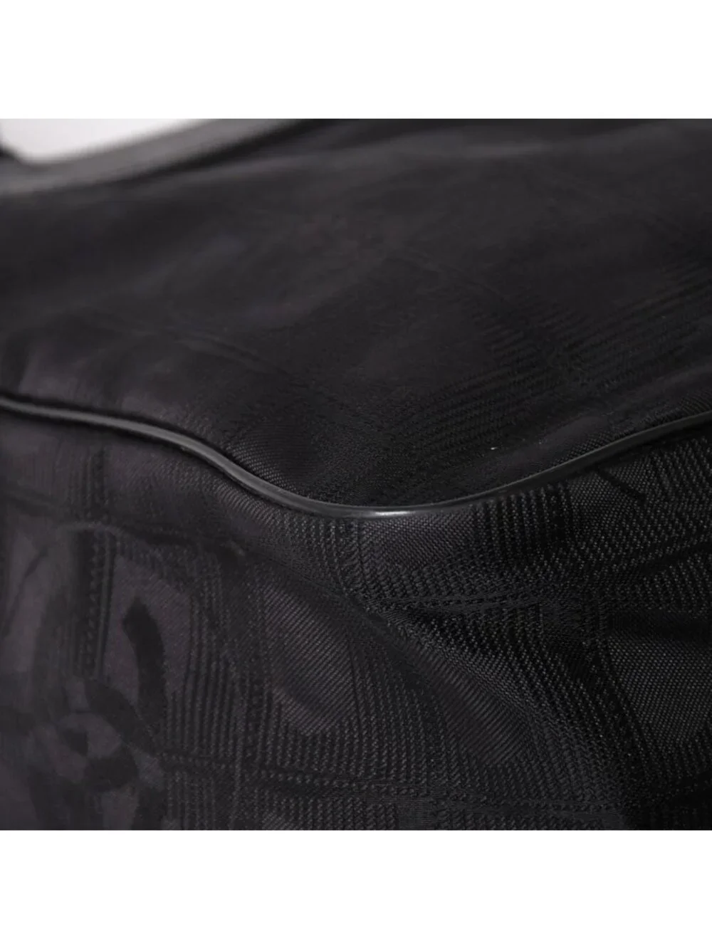 Chanel New Travel Line Messenger Bag Nylon Jacquard Leather Gold